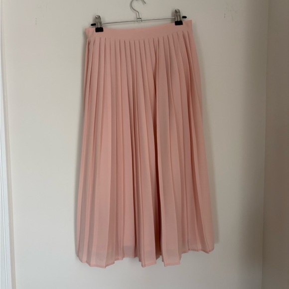 Vintage Forever 21 Peach A-Line Pleated Flowy Maxi Midi Dressy Skirt - Picture 3 of 3